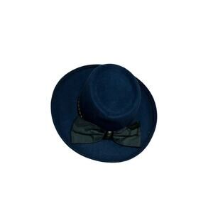 Vintage Fedora firm wool Life hat classic One size Blue Bow